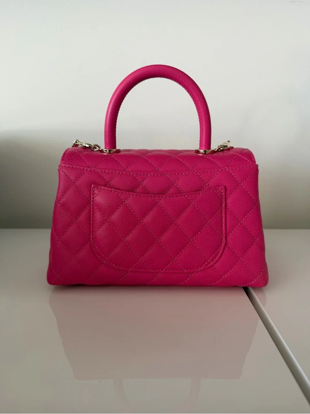Chanel Pink Quilted Top Handle Flap Bag
